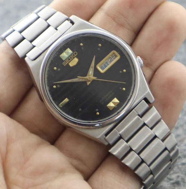Vintage Automatic Seiko 5 Men Watch D/D 21J 7019 Good Working Condition Watch