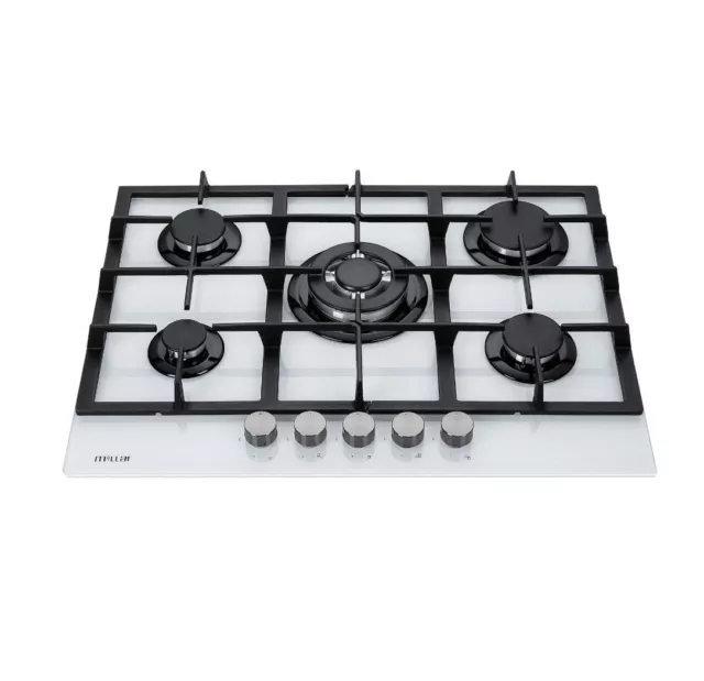 MILLAR GH7051TW 5 Burner Built-in Gas on Glass Gas Hob 70cm