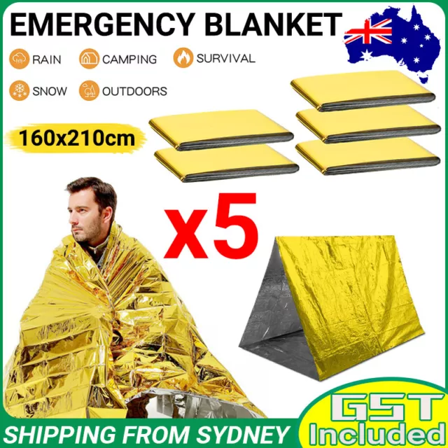 5x Space Blanket Thermal Thermo Foil Emergency Survival Camping Rescue First Aid