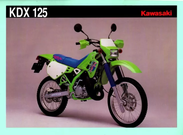 ▬► Prospectus Brochure Catalogue KAWASAKI KDX 125 Moto 1990 2 pages
