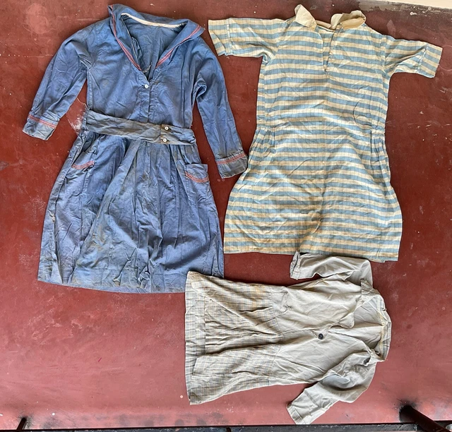 Lot Of 3 Vintage 50's Child's Handmade Clothes Blue Dress Girl Scout Dresses WOW