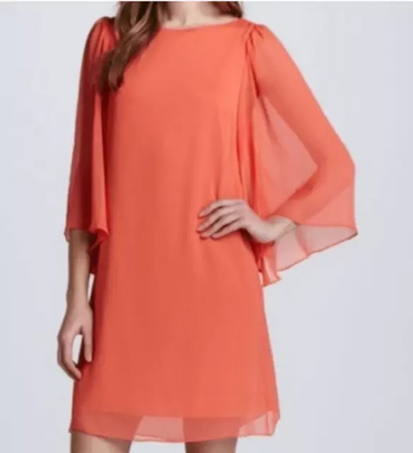 Alice + Olivia Odette Flutter-Sleeve Dress in Papaya Size Medium