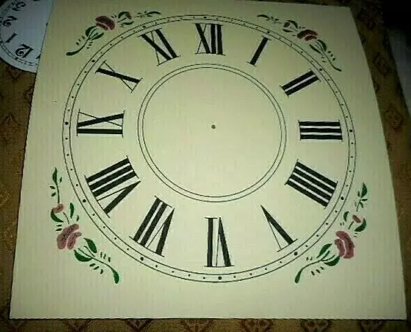 New Ogee Clock Face Dial Paper Card   6 3/4" Minute Track  Floral Corner Designs