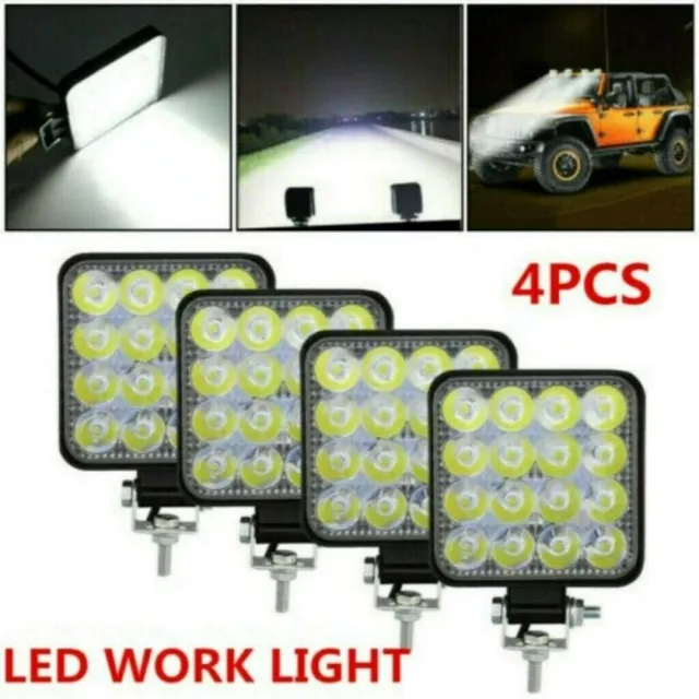 4x 48W phare de travail LED work light rampe Lampe tracteur camion SUV Feux FR 3