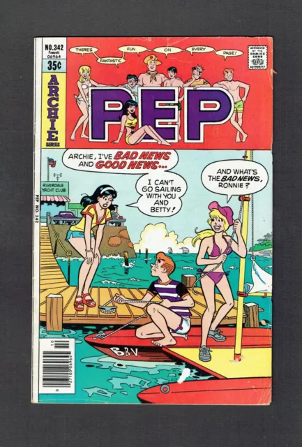 Pep #342 Archie Series VG 1978 Bikini Babes Betty & Veronica Good News Bad News