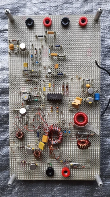 Used Protoboard with Electronic Components 8.5 inches long