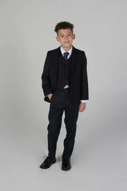 Boys Navy 5 Piece Suit Premium Kids Childrens Wedding Page Boy Suit Ages 1-14