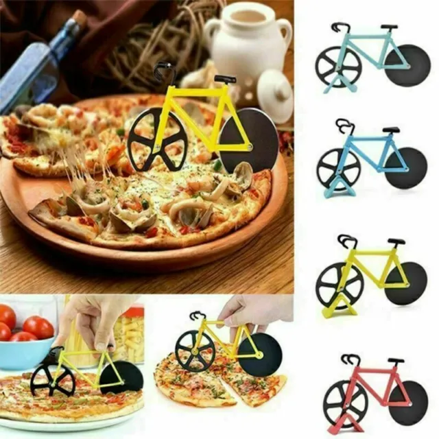 Edelstahl Fahrrad Pizzaschneider Fahrrad Doppelschneider Häcksler Heim Küche UK