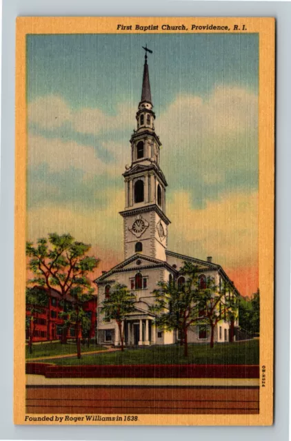 Providence RI, First Baptist Church, Rhode Island Vintage Postcard