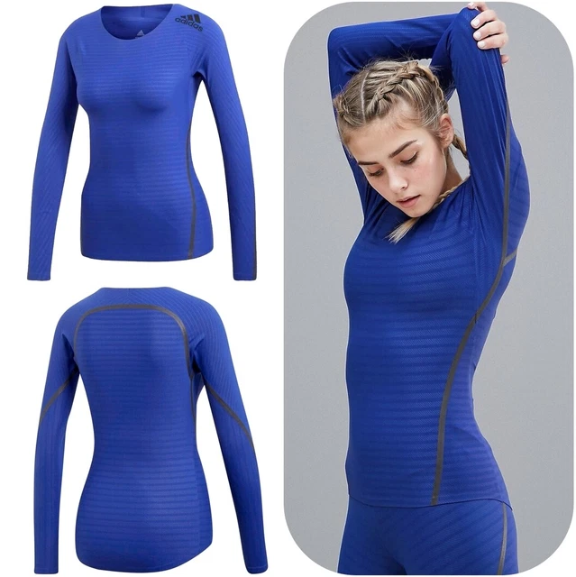 Adidas Alphaskin Donna Compressione Maglia Manica Sport Corsa Shaper Corpo Top