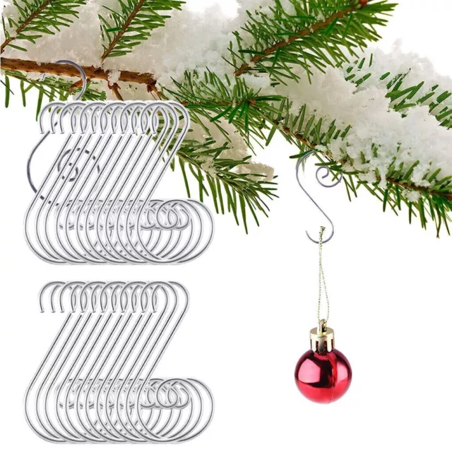120PCS Christmas Ornament Hooks Christmas Tree S-Hooks Ornament Hanger  Metal Wire Hanging Hook for Christmas Tree Christmas Balls Party  Decorations