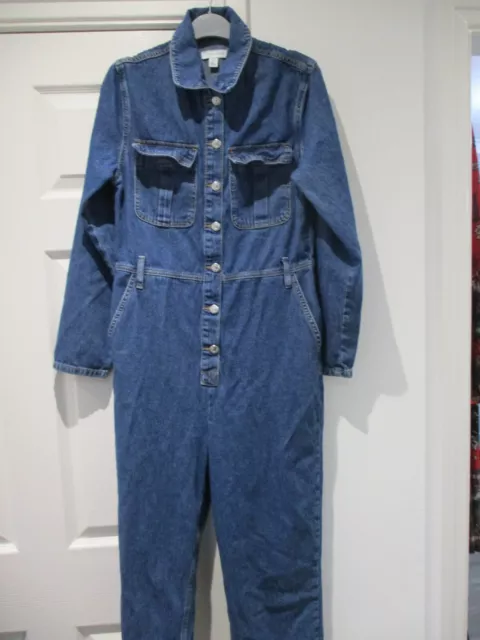 WOMENS DENIM JUMPSUIT Overalls Button Front Collared Size 8 to 22 £16.95 -  PicClick UK