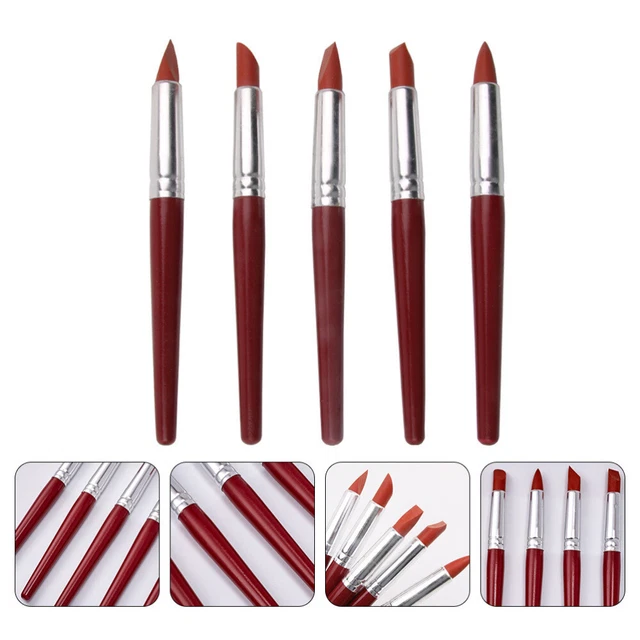1 juego / 5 piezas Clay Sculpting Supplies lápiz de silicona cepillos de pintura herramientas de talla