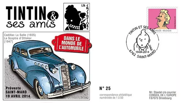 TIN14-6 : 2014 - Belgique FDC 1er Jour "Tintin & Castafiore / Cadillac / Sceptre