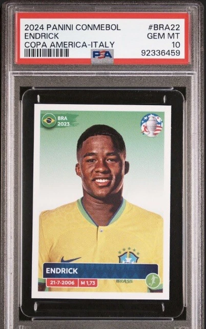 Carte Panini Instant Copa America 2024 #36 Endrick /5 Bleu-rouge - PSA 10 - Rookie