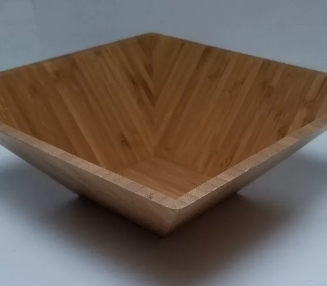 Pampered Chef Medium Bamboo Square Bowl #2249 - Retired  Pre-Owned