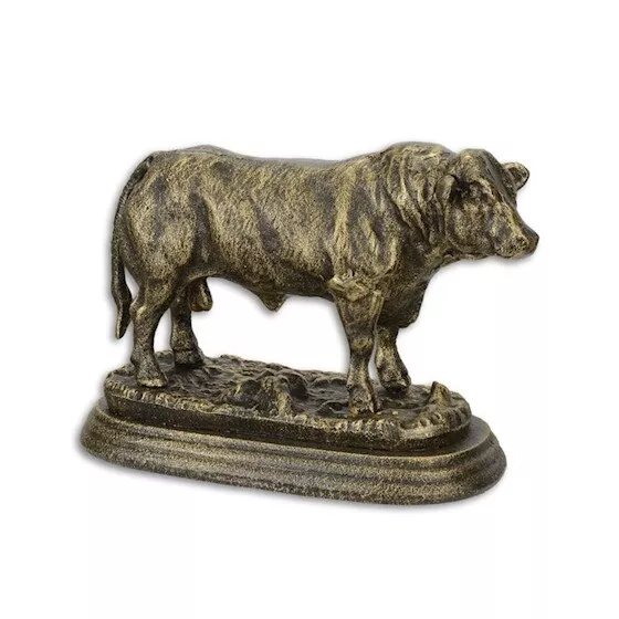 9973471 Sculpture Figurine Fer Métal Taureau Vache Bronzé 14x10x20cm