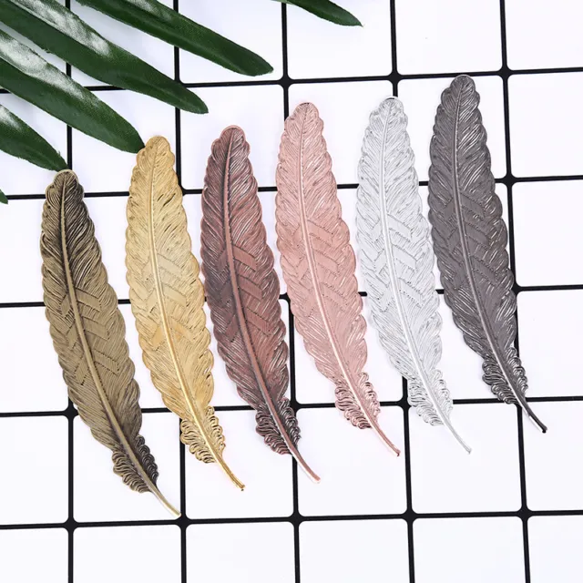 antique leaves feather shaped metal bookmark for books office school gif F_ LN