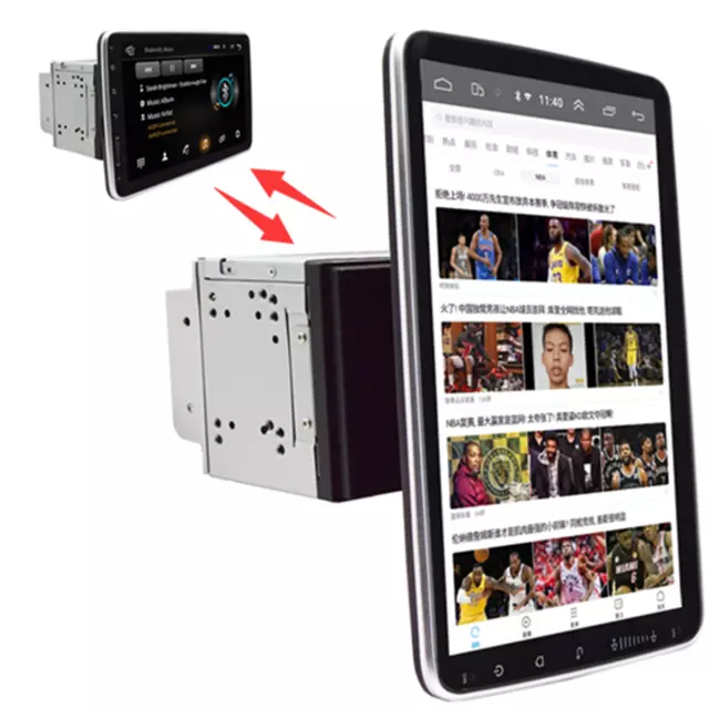 Double 2DIN Rotatable 10.1'' Android 9.1 Touch Screen Car Stereo Radio GPS Wifi