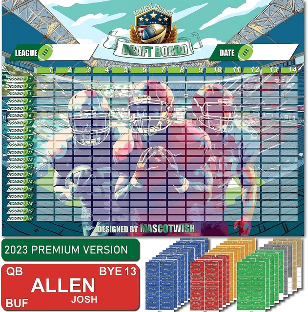EXTRA LARGE FANTASY Football Draft Board 20232024 Kit 640 Player