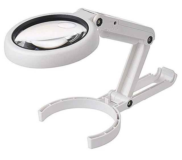 Magnifying Glass 5X/11X Foldable Stand Appraisal Repair 8 LED Desk Jewelry Loupe