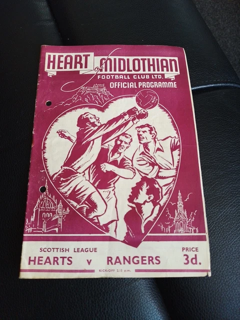 HEART OF MIDLOTHIAN v Rangers Programm 13.12.1952 Pin Löcher Herzen EUR