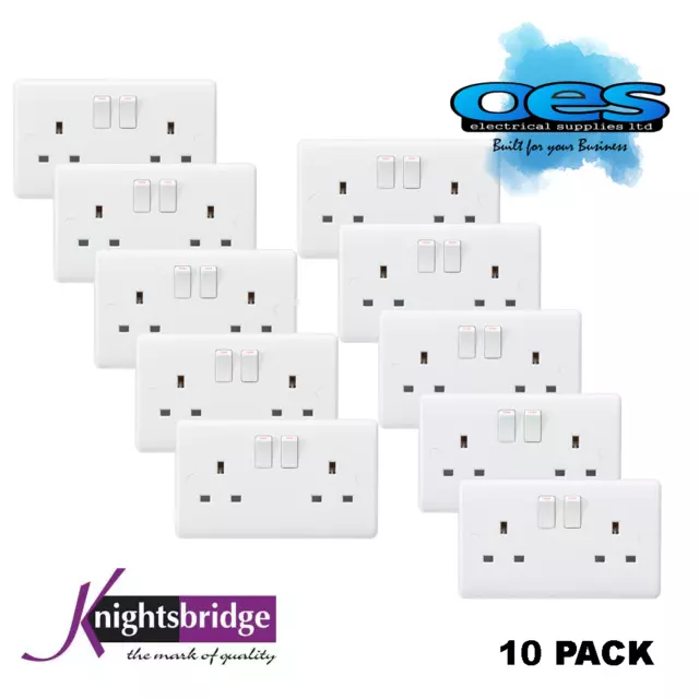 Knightsbridge CU9000 Curved Edge 13A Twin 2 Gang Socket Double Pole (pack of 10)