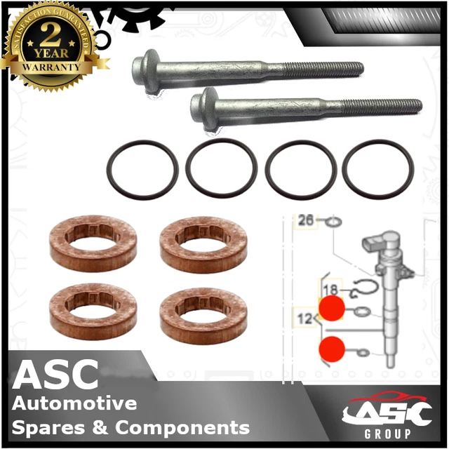 FUEL INJECTOR WASHER & Seal Kit with Bolts fits Audi, Seat, Skoda, VW