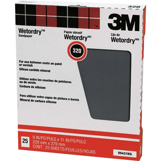 3M Wetordry Pro-Pak 9 In. x 11 In. 320 Grit Extra Fine Sandpaper (25-Pack) 3M