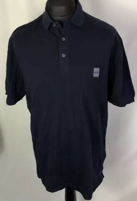 HUGO BOSS SLIM Fit Short Sleeved Polo Shirt Navy Blue Smart Casual XL ...