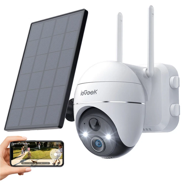 ieGeek 2K Wireless Solar Security Camera Outdoor Home Battery WiFi CCTV System