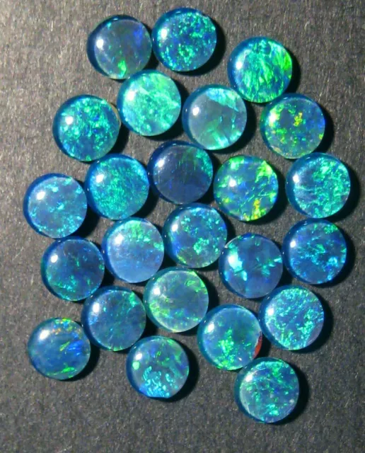 Natural Australian Opal Triplets 5mm rounds 24 Pretty blues / greens (1975)