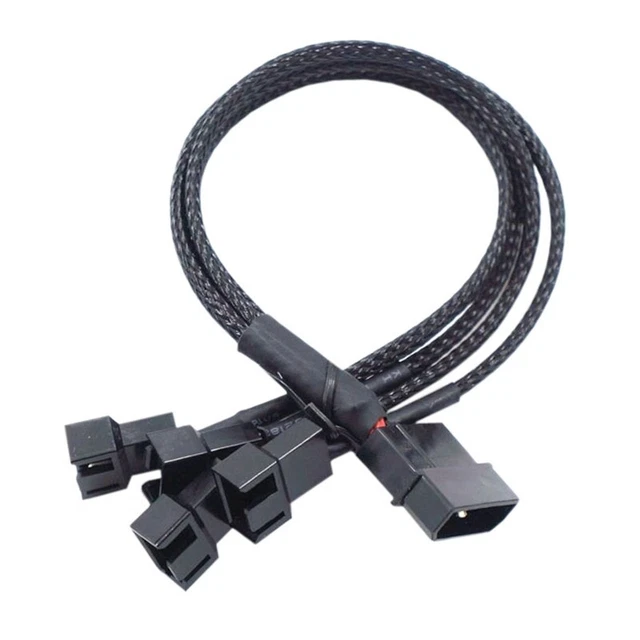 24AWG 4pin IDE Molex to 4-Port 3Pin/4Pin Cooler Cooling Fan Splitter Power Cable