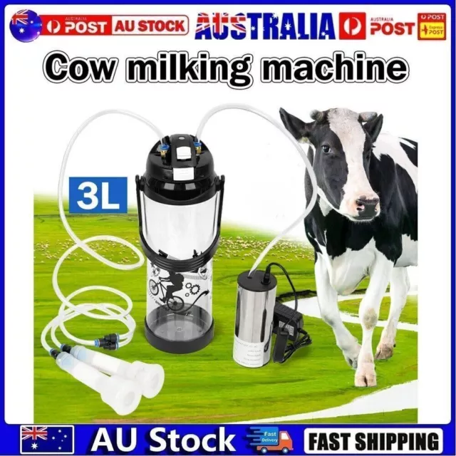 3L Portable Vacuum Pump Electric Barrel Milking Machine Goat Sheep Cow Milker
