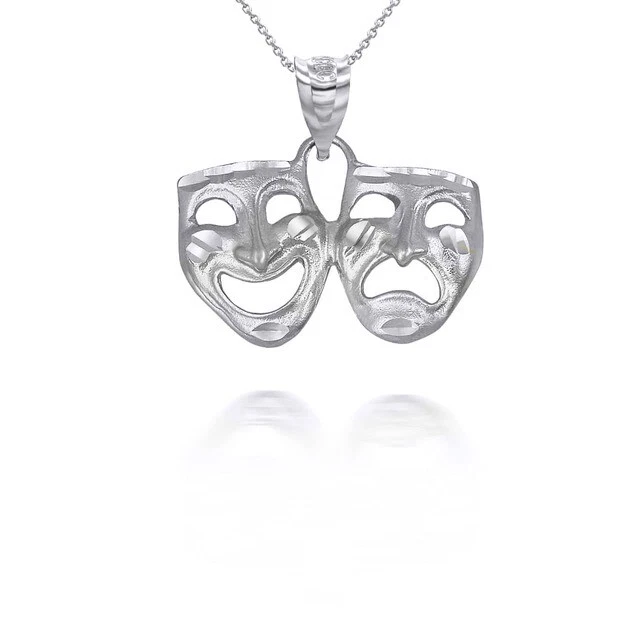 Sterling Silver Comedy And Tragedy Mask Pendant Necklace Sterling Silver Comedy And Tragedy Mask Pendant Necklace