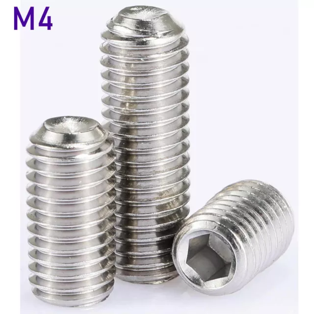 M4 - 0.7 Stainless Steel Grub Screws Cup Point Allen Socket Set Screws DIN 916