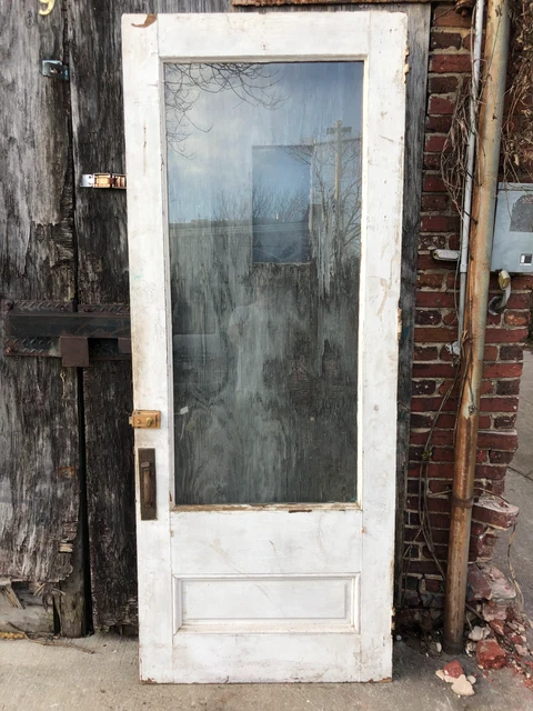 36x89" Antique Storefront Door with Original Eastlake Hardware, 2 1/8" thick 10