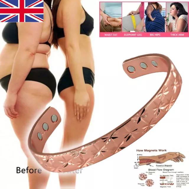 Copper Magnetic Bracelet Mens Ladies Bio Pain Relief Arthritis Healing Bangle UK