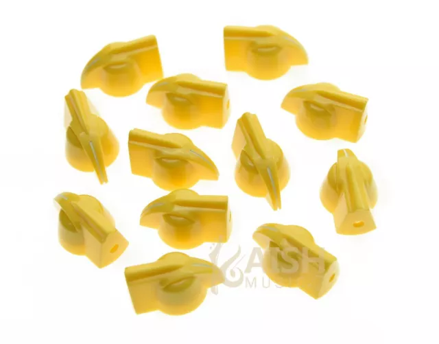 12x Yellow Raised Chicken Head Knob 1/4" Guitar AMP Effect Pedal Knobs Set Screw