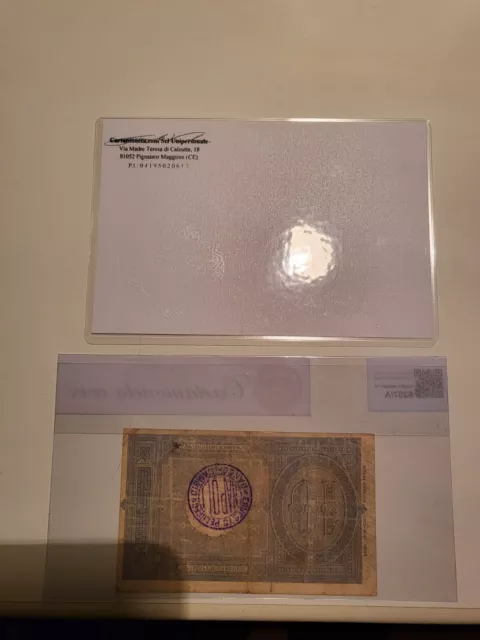 10 LIRE BIGLIETTO DI STATO EFFIGE UMBERTO I 25/10/1892 RARA CERTIFICATA qBB 2