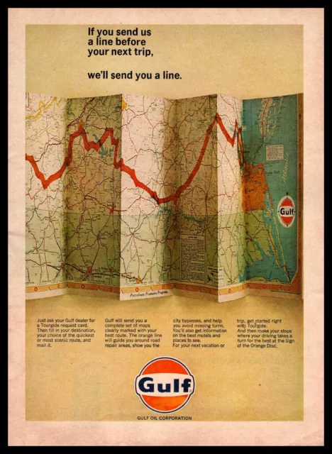 1966 Gulf Oil Tourguide Virginia Of Map Trip Route Mapped Out Vintage Print Ad