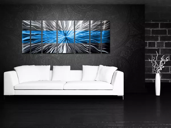 NEW LARGE METAL Wall Sculpture Modern Abstract Art Wave Painting