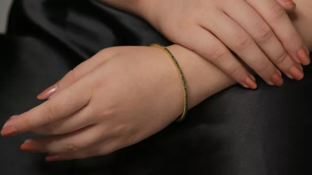 Nuevo Brazalete de piedra preciosa tsavorita de plata 925, pulsera de...