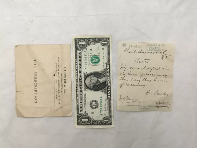 Antique Prescription Preprinted Rx Envelope LARRIMORE & CO PHARMACISTS NY, NY 2