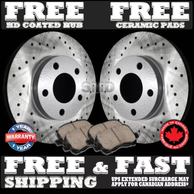 P0741 FIT 1999 2000 Saab 93 9-3 288mm FRONT Drilled Brake Rotors Ceramic Pads