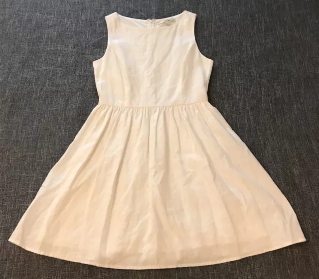 Twenty One 100% Linen White Sleeveless Lined Dress Women Size S/P Fit & Flare