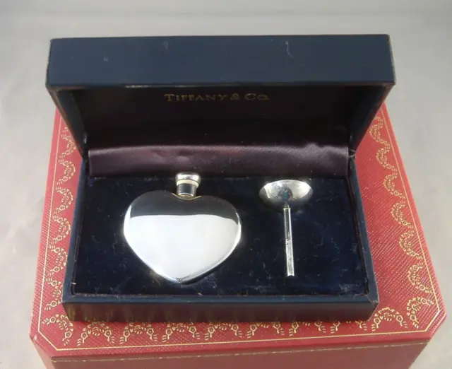 Vintage TIFFANY & Co. Sterling Silver Heart Perfume Bottle Funnel & Box