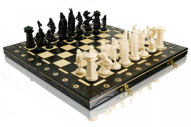 Jeu d'échecs Black & White Edition 40cm/16" planche en bois/pièces en... 2