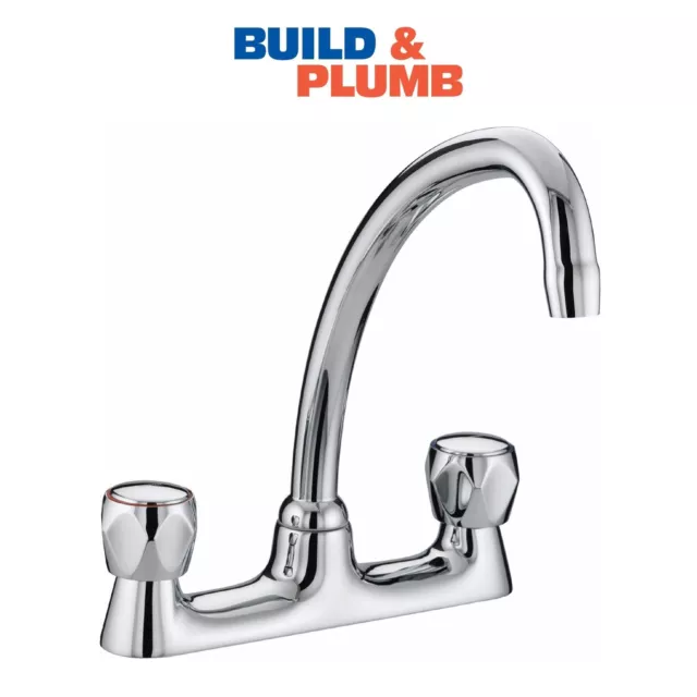 Bristan Value Club Deck Kitchen Sink Mixer Tap - Two Tap Hole - VAC2 DSM C MT