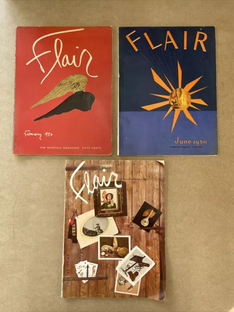 Lot of 3 Vintage Flair Magazine 1950 Issues February June November mid-century Lot of 3 Vintage Flair Magazine 1950 Issues February June November mid-century